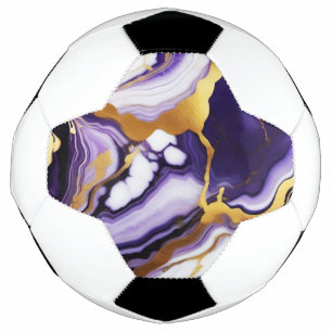 Bold Trendy purple yellow Gold faux marble Soccer Ball