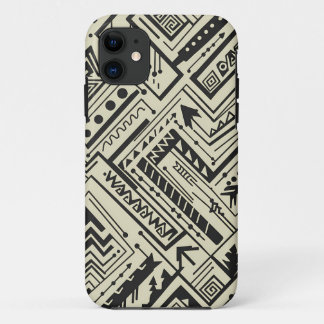 Bold Tribal Geometric Pattern – Black and Cream Ab iPhone 11 Case