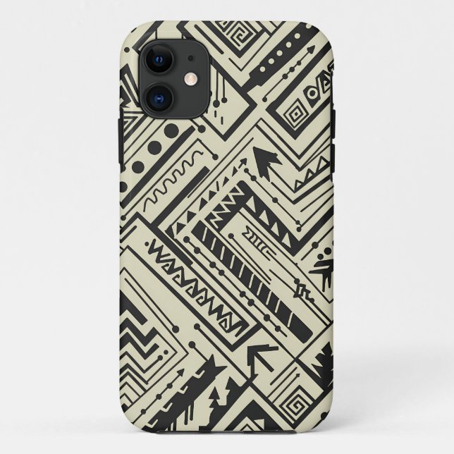 Bold Tribal Geometric Pattern – Black and Cream Ab Case-Mate iPhone Case (Back)