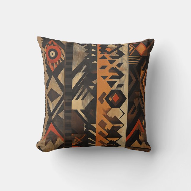 Bold Tribal Geometric Throw Pillow (Front)