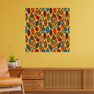 Bold Tribal Leaf Pattern Boho Abstract Poster