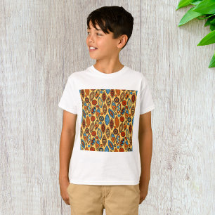 Bold Tribal Leaf Pattern Boho Abstract T-Shirt
