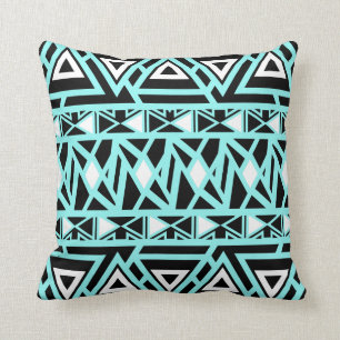 Bold Tribal Turquoise Throw Pillow