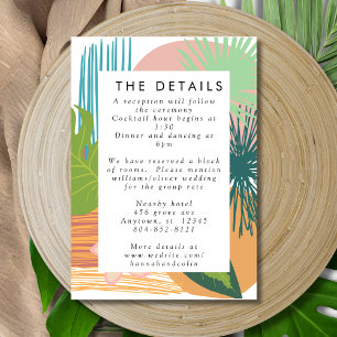 Bold Tropical Abstract Coral Teal Wedding Enclosure Card