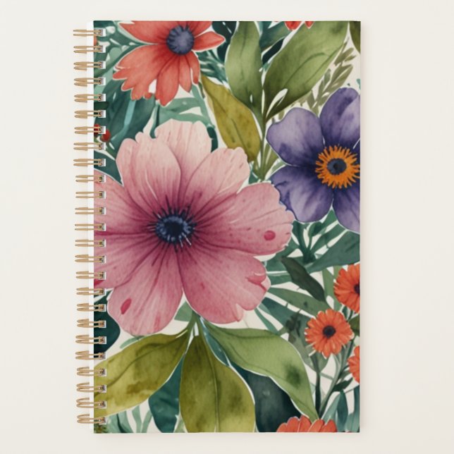 Bold Tropical Botanical Monogram Planner (Front)