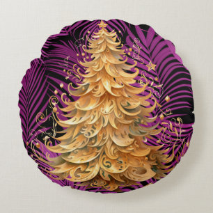 Bold Tropical Christmas Round Throw Pillow
