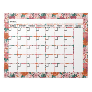 Bold Tropical Flower Calendar Notepad