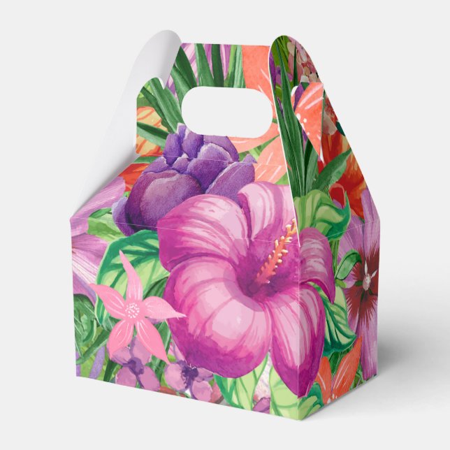 Bold Tropical Hawaiian Flowers Pattern Favor Box (Back Side)