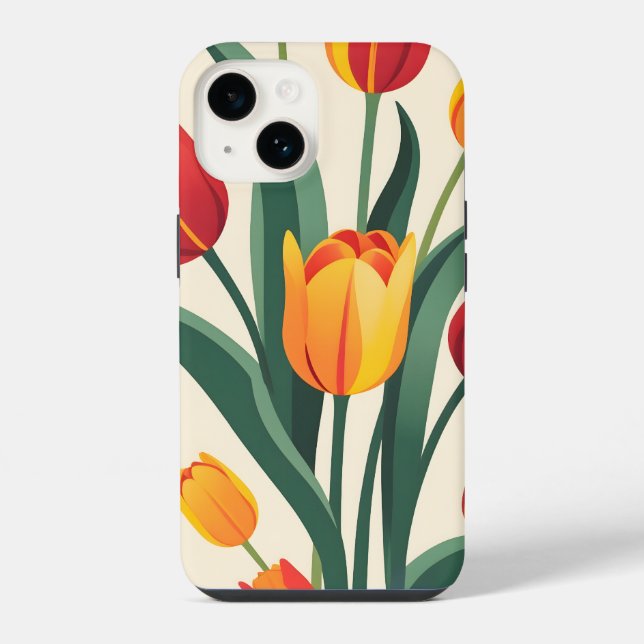 Bold Tulip Illustration iPhone Case (Back)