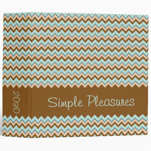 Bold Turquoise Brown Zigzag Pattern 2 Inch Binder