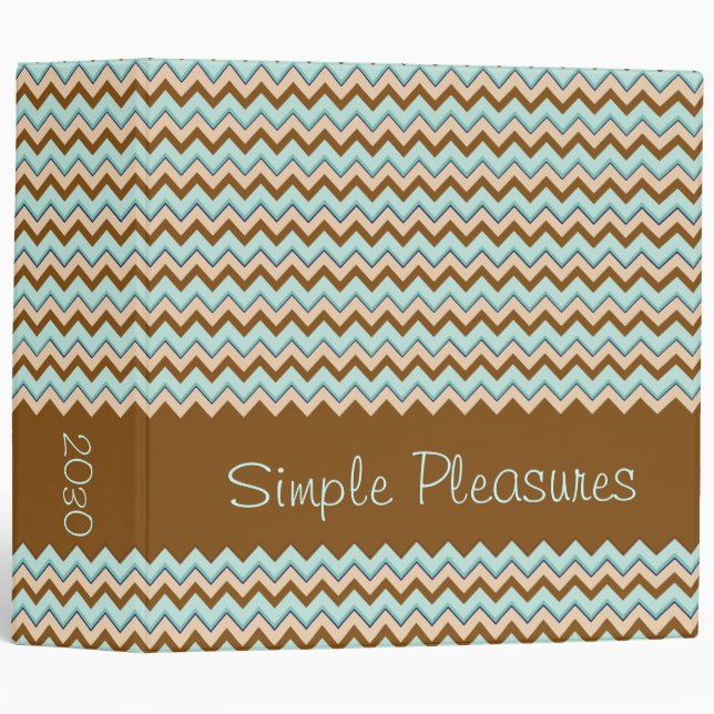 Bold Turquoise Brown Zigzag Pattern 2 Inch Binder (Front/Spine)