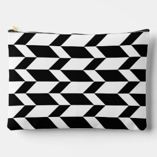 Bold Two Tone Arrow Chevron Stripe Black & White Accessory Pouch