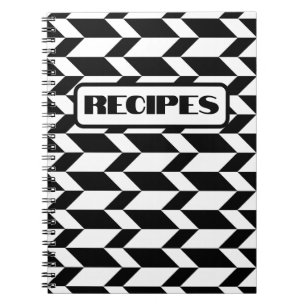 Bold Two Tone Arrow Chevron Stripe Black & White Notebook