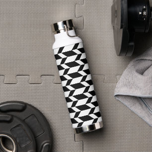 Bold Two Tone Arrow Chevron Stripe Black & White Water Bottle