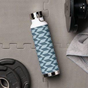 Bold Two Tone Arrow Chevron Stripe Blue Tones Water Bottle