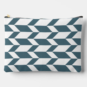 Bold Two Tone Arrow Chevron Stripe Blue White Accessory Pouch