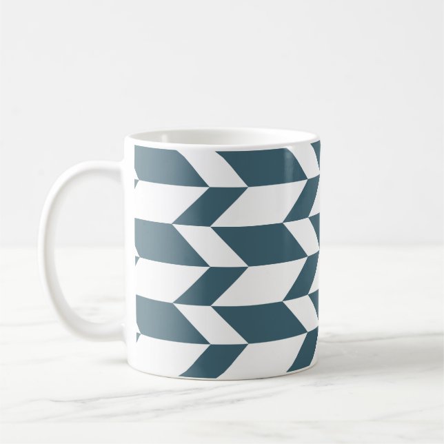 Bold Two Tone Arrow Chevron Stripe Blue White Coffee Mug (Left)