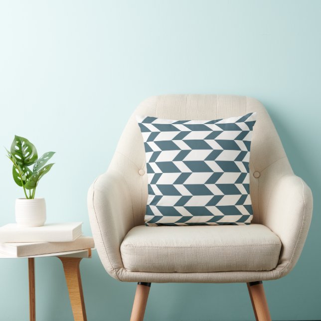 Bold Two Tone Arrow Chevron Stripe Blue White Throw Pillow (Chair)