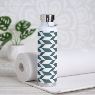 Bold Two Tone Arrow Chevron Stripe Blue White Water Bottle