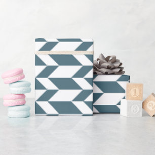 Bold Two Tone Arrow Chevron Stripe Blue White Wrapping Paper