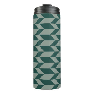 Bold Two Tone Arrow Chevron Stripe Green Tones Thermal Tumbler