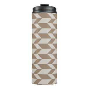 Bold Two Tone Arrow Chevron Stripe Neutral Browns Thermal Tumbler