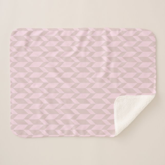 Bold Two Tone Arrow Chevron Stripe Neutral Pinks Sherpa Blanket (Front (Horizontal))