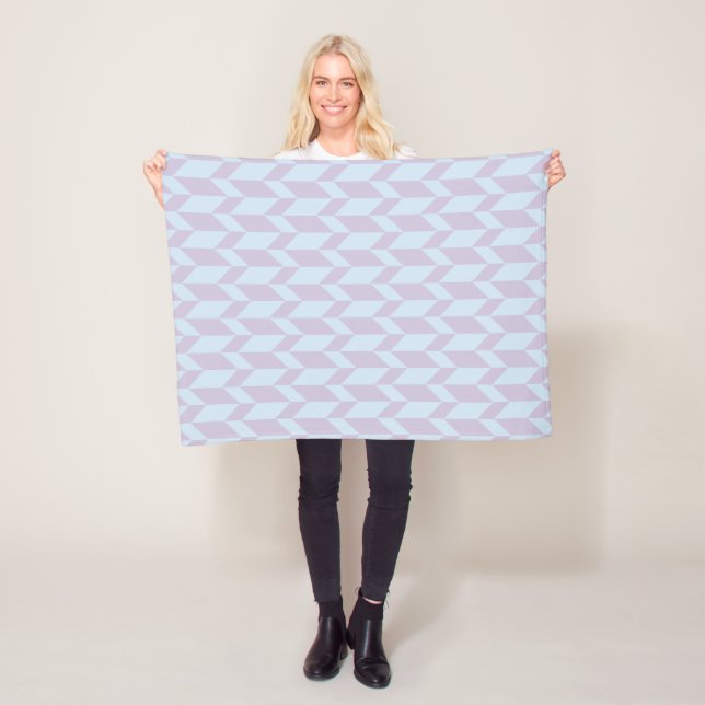 Bold Two Tone Arrow Chevron Stripe Powder Pastel Fleece Blanket (In Situ)