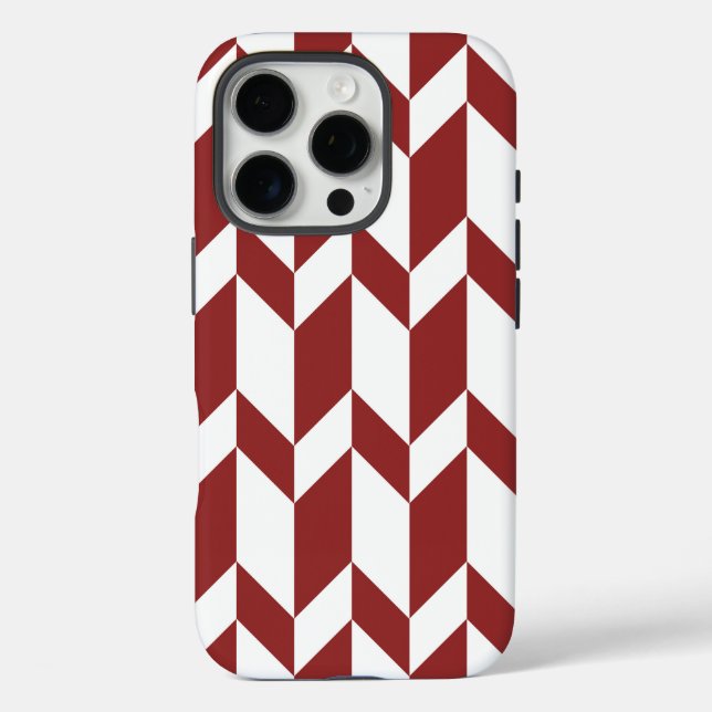 Bold Two Tone Arrow Chevron Stripe Red White Case-Mate iPhone Case (Back)