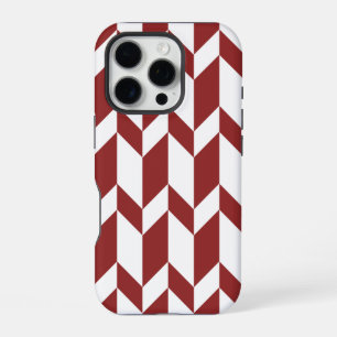 Bold Two Tone Arrow Chevron Stripe Red White iPhone 16 Pro Case