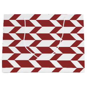 Bold Two Tone Arrow Chevron Stripe Red White Large Gift Bag