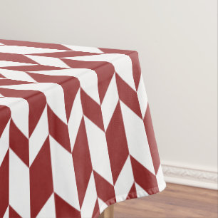 Bold Two Tone Arrow Chevron Stripe Red White Tablecloth