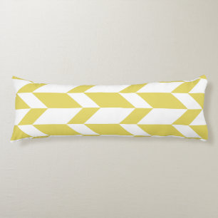 Bold Two Tone Arrow Chevron Stripe Yellow White Body Pillow