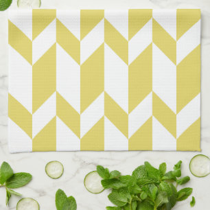 Bold Two Tone Arrow Chevron Stripe Yellow White Kitchen Towel