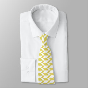 Bold Two Tone Arrow Chevron Stripe Yellow White Tie