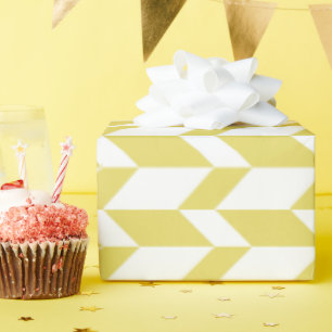 Bold Two Tone Arrow Chevron Stripe Yellow White Wrapping Paper