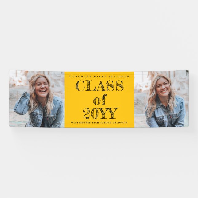 Bold Type 2 Photo Graduation Banner (Horizontal)