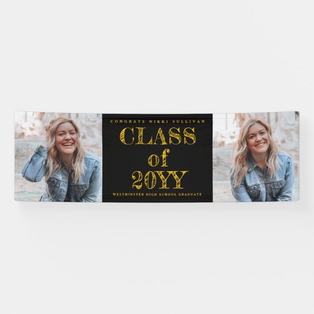 Bold Type 2 Photo Graduation Banner (Horizontal)