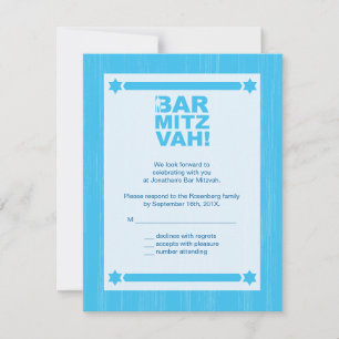 Bold Type Bar Mitzvah Reply Card in Light Blue