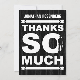 Bold Type Bar Mitzvah Thank You Card in Black