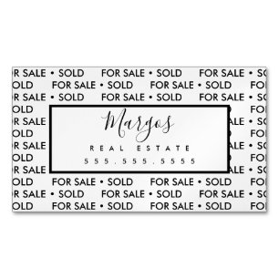 Bold Type Broker Real Estate Sold For Sale  Magnetic Business Card