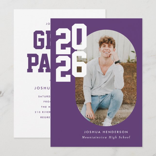 Bold Type Graduation Photo Announcement Invitation (Front/Back)