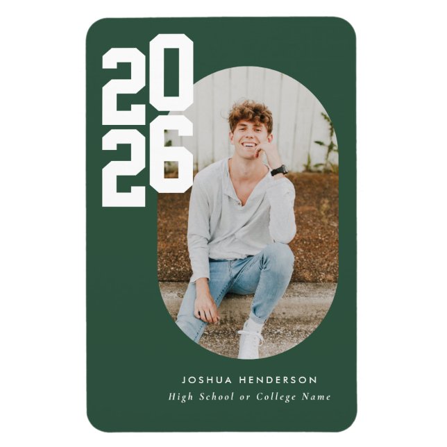 Bold Type Green Graduation Flexible Photo Magnet (Vertical)