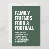 Bold type green Thanksgiving invitation