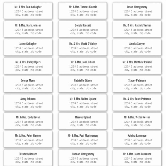 Bold Type Guest Address Labels (Front)