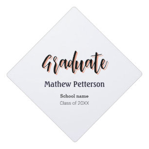 Bold type simple black classy modern graduation  cap topper