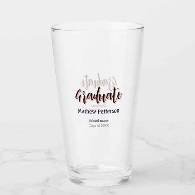 Bold type simple black classy modern graduation  glass (Front)