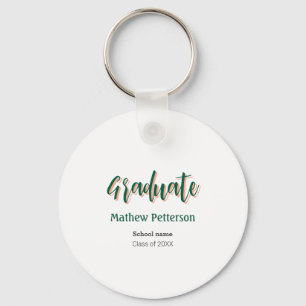 Bold type simple black classy modern graduation  keychain