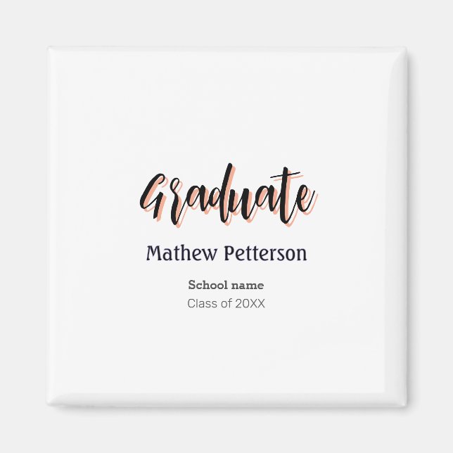 Bold type simple black classy modern graduation  magnet (Front)