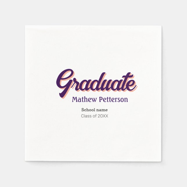 Bold type simple black classy modern graduation  napkin (Front)